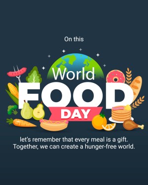 Illustration for World Food Day featuring various foods around the globe.