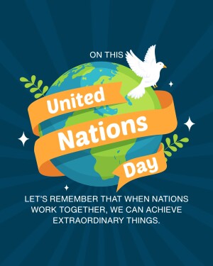 Illustration of the Earth with a ribbon and a dove, celebrating United Nations Day.