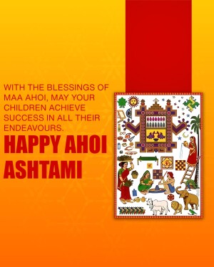 Ahoi Ashtami festive greeting with traditional Indian art