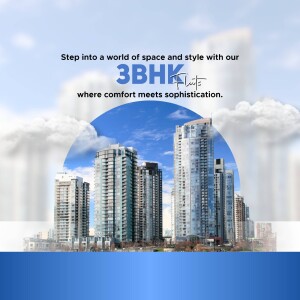 Modern 3BHK apartments with a city skyline view