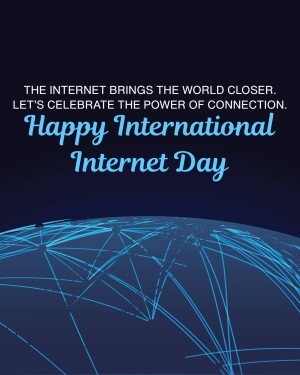 International Internet Day graphic with a globe and network lines