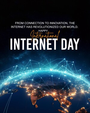 International Internet Day graphic with a globe and network connections