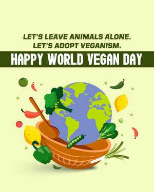 World Vegan Day illustration with Earth in a bowl of vegetables