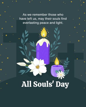 All Souls' Day memorial with candle, flowers, and cross