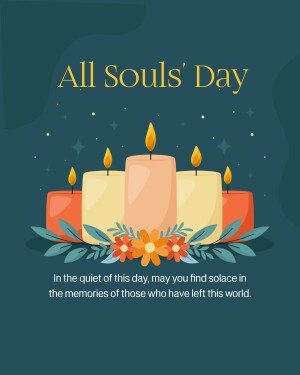 Illustration of lit candles and floral arrangement for All Souls' Day