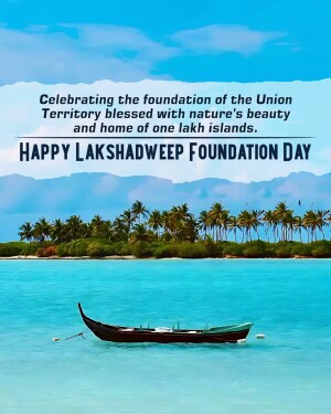 Image celebrating Lakshadweep Foundation Day with a tropical island scene.