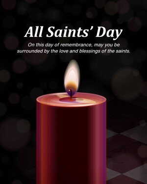 A lit red candle with a bokeh background for All Saints' Day