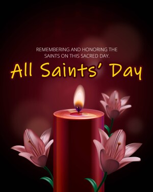 All Saints' Day image with a candle and lilies
