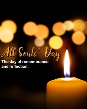 All Souls' Day image with a lit candle and bokeh lights
