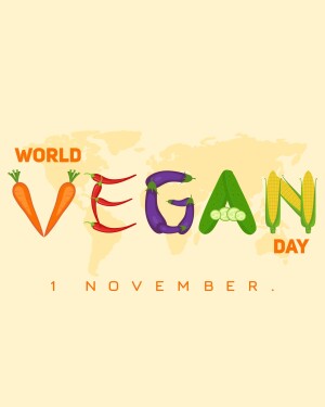 World Vegan Day graphic with vegetables and world map