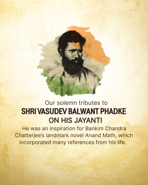 Portrait of Shri Vasudev Balwant Phadke with Indian flag colors