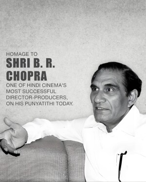 Black and white portrait of B.R. Chopra, a prominent Indian film director-producer.