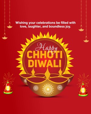 Chhoti Diwali greeting with diya lamps and festive decorations