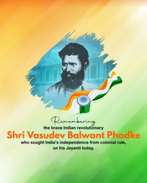 Image of Shri Vasudev Balwant Phadke with Indian flag and patriotic colors