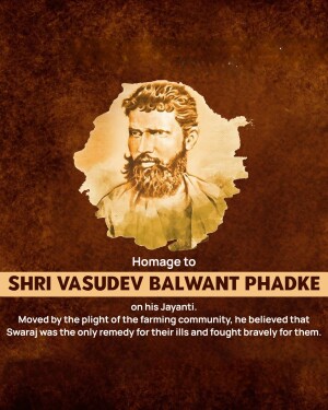 Portrait of Shri Vasudeo Balwant Phadke with text commemorating his birth anniversary.