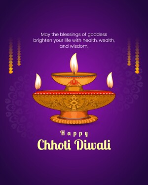 Illustration of a traditional oil lamp with lit wicks for Chhoti Diwali