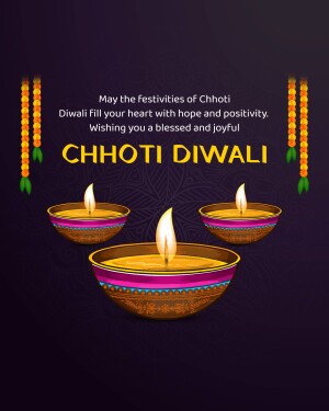 Chhoti Diwali festive image with lit diyas and decorations