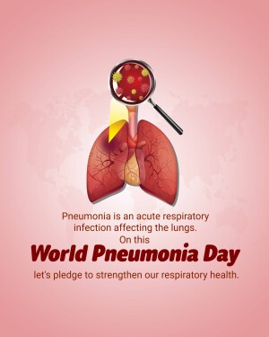 Illustration of lungs with a magnifying glass highlighting infection, promoting World Pneumonia Day.