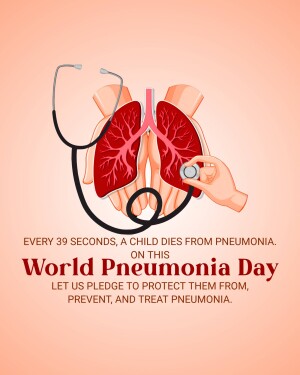 Illustration of lungs with a stethoscope, promoting World Pneumonia Day