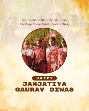 Image depicting tribal people with text celebrating Jan Jatiya Gaurav Diwas