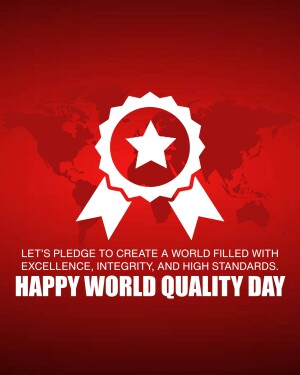 World Quality Day celebration with a badge and world map background