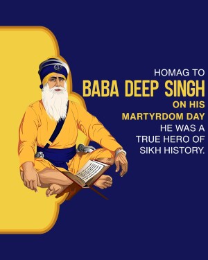 Illustration of Baba Deep Singh, a revered Sikh martyr.