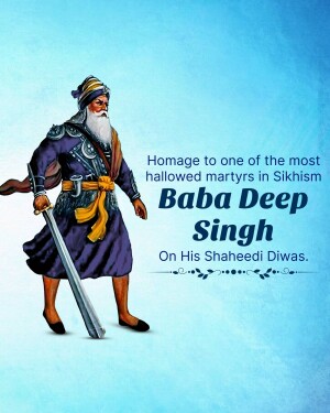 Portrait of Baba Deep Singh Ji, a revered Sikh martyr