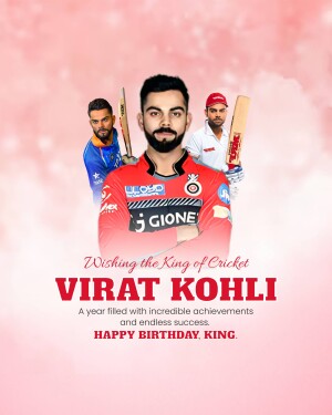 Virat Kohli birthday poster with multiple images and text