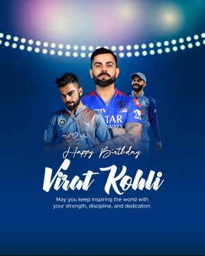 Virat Kohli birthday celebration poster with multiple images of the cricketer