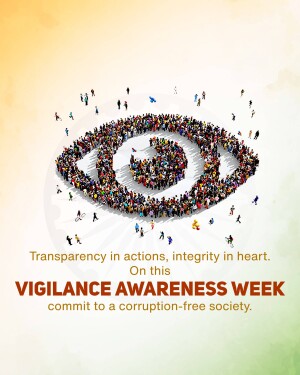 A large eye formed by a crowd of people, symbolizing vigilance and transparency.