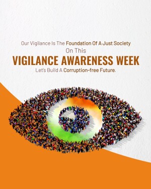 Image depicting an eye formed by people in the colors of the Indian flag, promoting Vigilance Awareness Week.