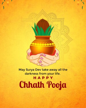Hands holding a pot with sprouts for Chhath Puja