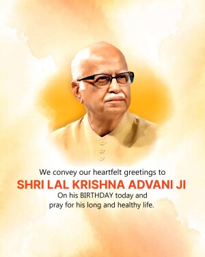 Portrait of Lal Krishna Advani with birthday wishes