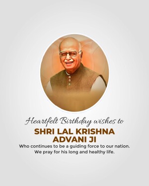 Portrait of Shri Lal Krishna Advani with birthday greetings