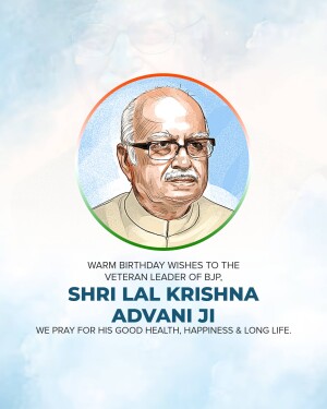 Portrait of Shri Lal Krishna Advani with birthday greetings