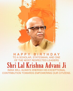 Portrait of Shri Lal Krishna Advani with birthday greetings