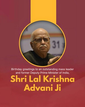 Portrait of Shri Lal Krishna Advani Ji with birthday greetings