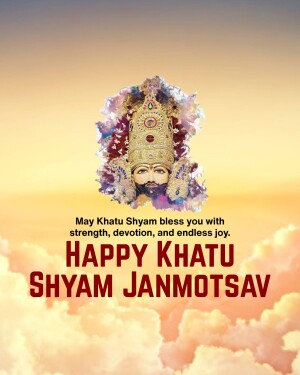 Image of Lord Khatu Shyam with text 'Happy Khatu Shyam Janmotsav'