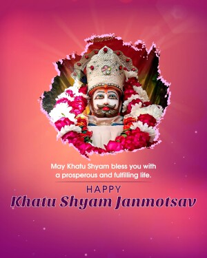 Image of Khata Shyam with a festive Janmotsav greeting