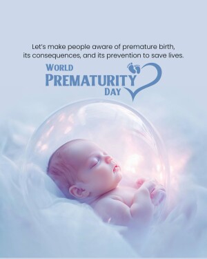 Image depicting a premature baby inside a bubble with text promoting World Prematurity Day.