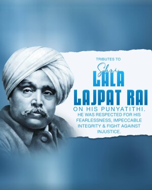 Portrait of Lala Lajpat Rai with tribute text