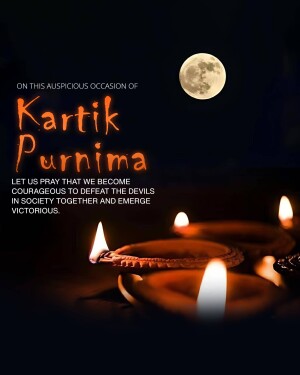 Kartik Purnima festival image with moon and diyas