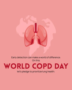 Illustration of lungs superimposed on a world map with text promoting World COPD Day.