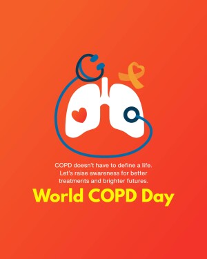 Illustration of lungs with a stethoscope and ribbon for World COPD Day