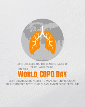 Illustration of lungs superimposed on a world map with text promoting World COPD Day.