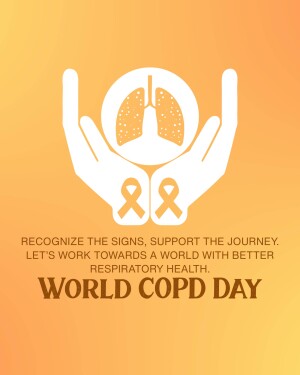 Illustration of hands cradling lungs with a ribbon for World COPD Day