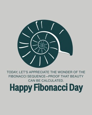 Nautilus shell illustration with text celebrating Fibonacci Day