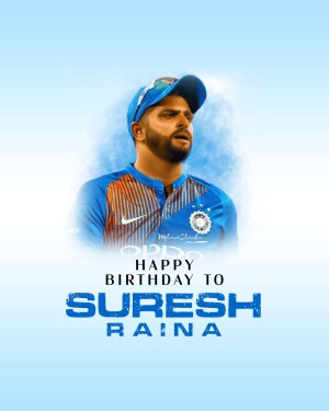 Portrait of Suresh Raina with birthday greetings