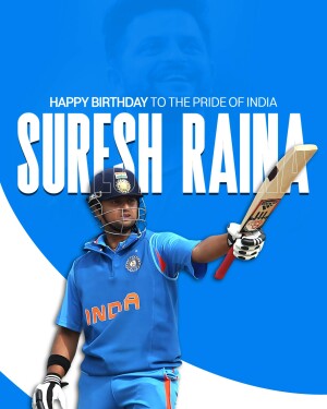 Suresh Raina celebrating his birthday with a cricket bat