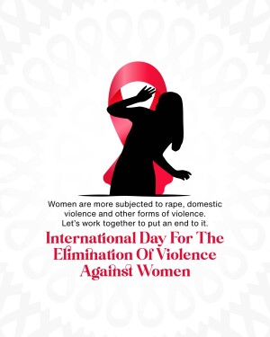 Silhouette of a woman with a red ribbon symbolizing the fight against violence against women.